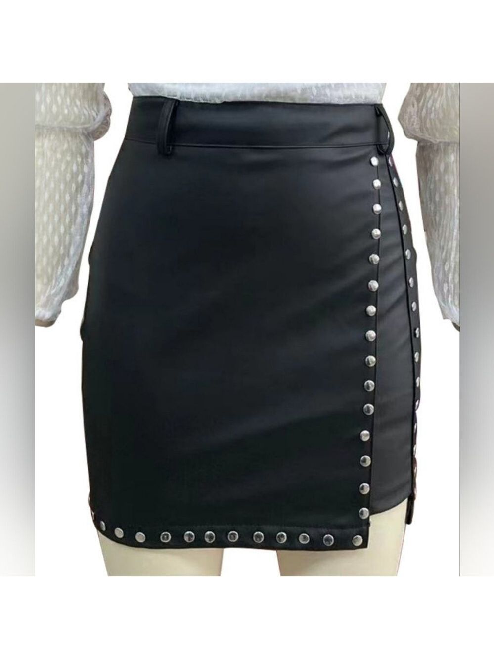 NWT Sleek Black Studded Mini Skirt Size XL